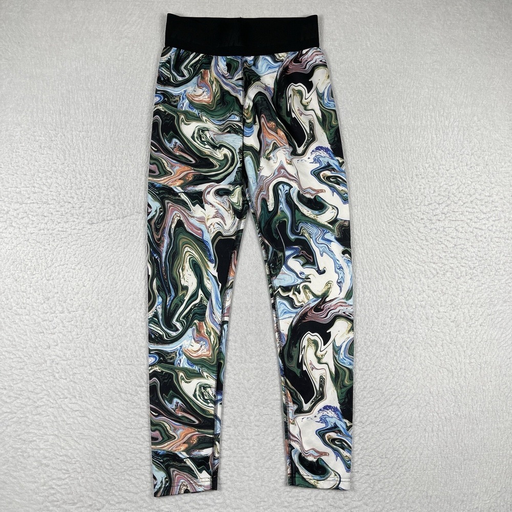 Nike Leggings Womens Small Multicolor Marble Swirl Black Yoga Gym Workout Casual